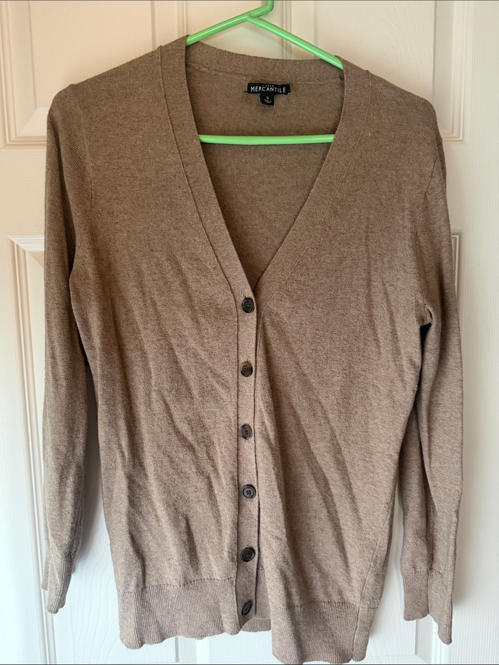 J. Crew Mercantile Taupe V-Neck Button Front Cardigan